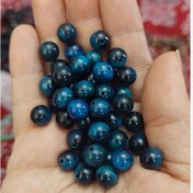 تصویر مهره سنگ چشم ببر سورمه ای وارداتی سایز 8 سنگ اصل سوراخ دار 