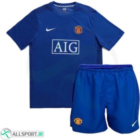 تصویر کیت کلاسیک منچستریونایتد 2008 رنگ آبی کیفیت A+ تایلندی Manchester United 2008 classic kit, blue color, Thai A+ quality