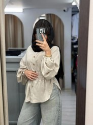 تصویر شومیز عروسکی لیندا مدل ۱۱۰۲ رنگ مشکی و کرم 