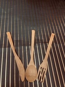 تصویر ست قاشق چنگال چوبی بامبو bm106 