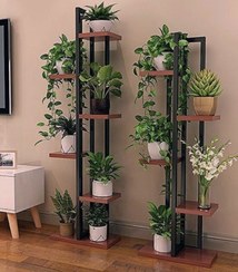 تصویر استند گلدان طبقاتی چوب و فلز 