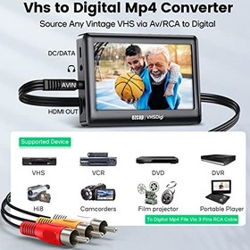تصویر تبدیل VHS به دیجیتال Mp4 - پخش کننده سی دی کاست وینیل به مبدل MP3 - آداپتور جعبه ضبط صدا ویدیوی قدیمی برای پخش کننده Hi8/نوار 8 میلی متری/VHS-c/دک دوربین فیلمبرداری / مینی دی وی، جایگزینی دستگاه VHS به دی وی دی - ارسال 20 روز کاری 