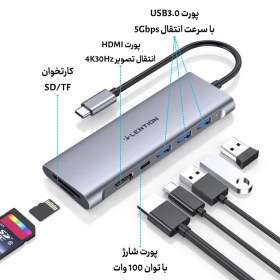 تصویر هاب 7 پورت C36B USB C 