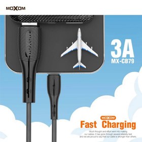 تصویر کابل فست شارژ موکسوم مدل MX-CB79 MOXOM MX-CB79 USB Data Cable 3A Quick Charge 3.0 1 Meter