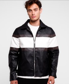 تصویر کاپشن چرم مردانه وارداتی ترک ترکیبی چرم اصل - XL / مشکی 