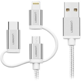 تصویر کابل تبدیل USB به Iphone Lightning و Type C و Micro USB یوگرین US186 