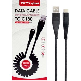 تصویر کابل تبدیل یو اس بی به یو اس بی سی تسکو مدل TC C180طول 1 متر TSCO TC C180 2.1A USB to USB-C Cable 1m