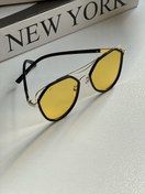 تصویر عينك آفتابي برند Fendi زنانه فریم فلزی زرد ترند يووي 400 