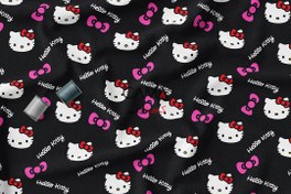 تصویر پارچه طرح هلو کیتی مشکی | کد A17 