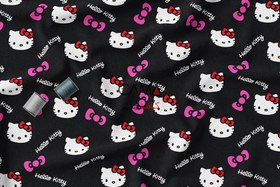 تصویر پارچه طرح هلو کیتی مشکی | کد A17 