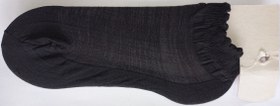 تصویر جوراب قایقی زنانه رنگ مشکی کفه دار مچی - مشکی Women's boat socks in black color with cuffs