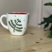 تصویر ماگ چایخوری برگ کریسمس خرید ماگ سرامیکی چایخوری برگ کریسمس