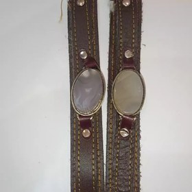 تصویر دست بند چرم نگین عقیق 