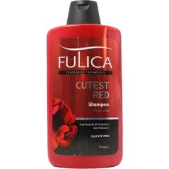 تصویر شامپو سر فاقد سولفات فولیکا مناسب موهای تناژ قرمز Fulica hair color stabilizing shampoo, model CUTEST RED