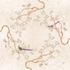 تصویر رومیزی مخمل دکوتین سری لوکس باغ راز ــ کرم 