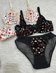 تصویر ست شورت و سوتین مخمل طرح ال وی 