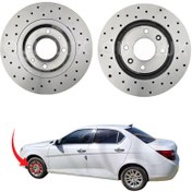 تصویر دیسک ترمز PFC سوراخ دار چرخ جلو دنا 