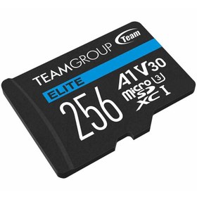 تصویر رم میکرو 256 گیگ تیم گروپ TeamGroup Elite A1 V30 U3 C10 100MB/s + خشاب TeamGroup Elite A1 V30 U3 C10 100MB/s 256GB Memory SD Card With Adapter