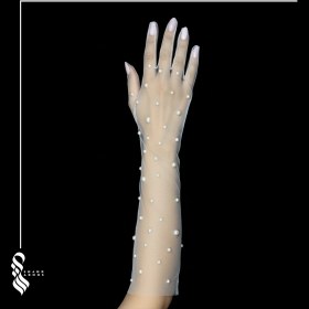 تصویر دستکش توری عروس کد 12 