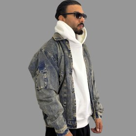 تصویر کاپشن جین مردانه Oversize مدل وینتیج 