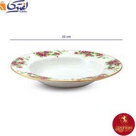 تصویر بشقاب گود چینی زرین ایران سایز ۲۲ طرح بیدگل 