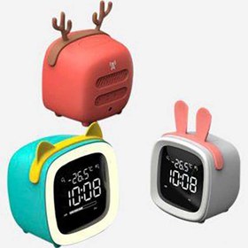 تصویر ساعت رومیزی به همراه چراغ خواب مدل Cute Pet TV Night-light Alarm Clock 