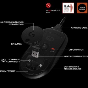 تصویر ماوس بی سیم گیمینگ لاجیتک مدل G-Pro ا Logitech G Pro Wireless Gaming Mouse Logitech G Pro Wireless Gaming Mouse