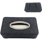 تصویر جا دستمال کاغذی آفتابگیر خودرو مدل جعبه ای استیل دار 