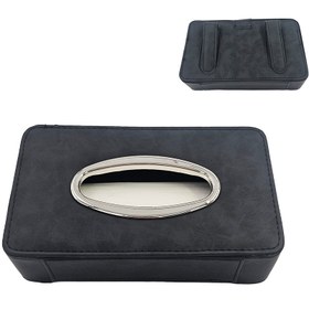 تصویر جا دستمال کاغذی آفتابگیر خودرو مدل جعبه ای استیل دار 