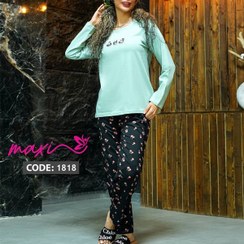 تصویر مکسي ست راحتي شلوار شادن کد 1818 