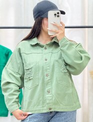 تصویر کراپ کت کتان فری سایز سبز 