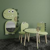 تصویر میز و صندلی چوبی کودک طرح دایناسور 