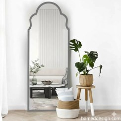 تصویر آینه دکوراتیو الف مدل ماندگار با قاب چوبی و فلزی 