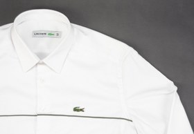 تصویر پیراهن مردانه لاگوست راه راه سفید ۲۰۲۴ (LACOSTE) 