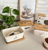 تصویر ظرف سرامیکی کره پنیر خرما چهارگوش ارسال رایگان 