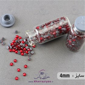 تصویر نگین DMC حرارتی هشت ضلعی قرمز تیره 4 میل 