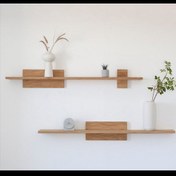 تصویر شلف دیواری چوبی مدرن 
