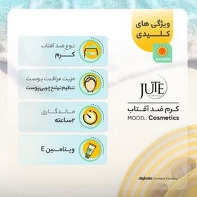 تصویر کرم ضد آفتاب پوست‌های چرب ژوت SPF50 بژ طبیعی ۴۰ میلی لیتر Jute Sunscreen Cream For Oily Skin Natural Beige SPF50 40ml