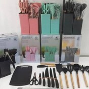 تصویر سرویس کفگیر و ملاقه ۱۹ پارچه سیلیکونی کیچن ست 