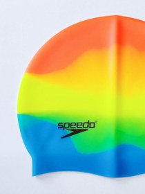 تصویر کلاه شنا فانتزی رنگارنگ زنانه و مردانه سیلیکونی برند اسپیدو ( Speedo ) طرح آبرنگ 