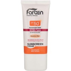 تصویر کرم ضد آفتاب فاربن (Farben) با پوشش کرم پودری با SPF50 رنگ بژ طبیعی حجم 50 میلی‌لیتر ضد آفتاب صورت برند فاربن