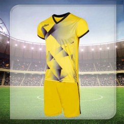 تصویر تیشرت و شورت والیبال تیمی اسیکس طرح تیم ملی ( رنگ زرد ) - تیشرت والیبالی - لباس والیبال 
