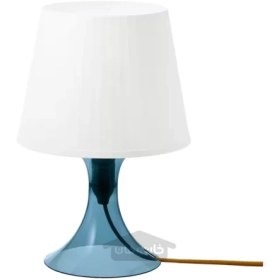 تصویر چراغ رو میزی آبی تیره سفید 29 سانتی متری ایکیا مدل IKEA LAMPAN IKEA LAMPAN table lamp dark blue white 29 cm