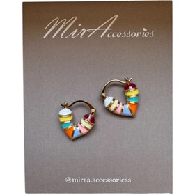 تصویر گوشواره قلب رنگارنگ 