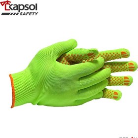 تصویر دستکش کشبافت تک رو خالدار سبز بسته 12 عددی ا One-colored green glitter gloves One-colored green glitter gloves
