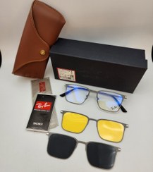 تصویر عینک طبی بلوکات تیتانیوم مگنتی با 2 کاور آفتابی رای بن Ray Ban کد 7012 