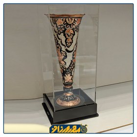 تصویر باکس موزه ای مس نقره‌کوب زنجان مدل گلدان شیپوری | GP-16 