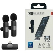 تصویر میکروفون یقه ای بی سیم مدل K11 دو میکروفون K11 Dual Wireless Microphone