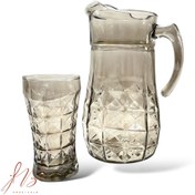 تصویر پارچ و لیوان شامپاینی آکوامارین شفاف با کیفیت عالی 