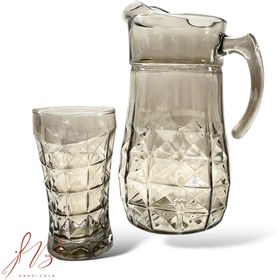 تصویر پارچ و لیوان شامپاینی آکوامارین شفاف با کیفیت عالی 